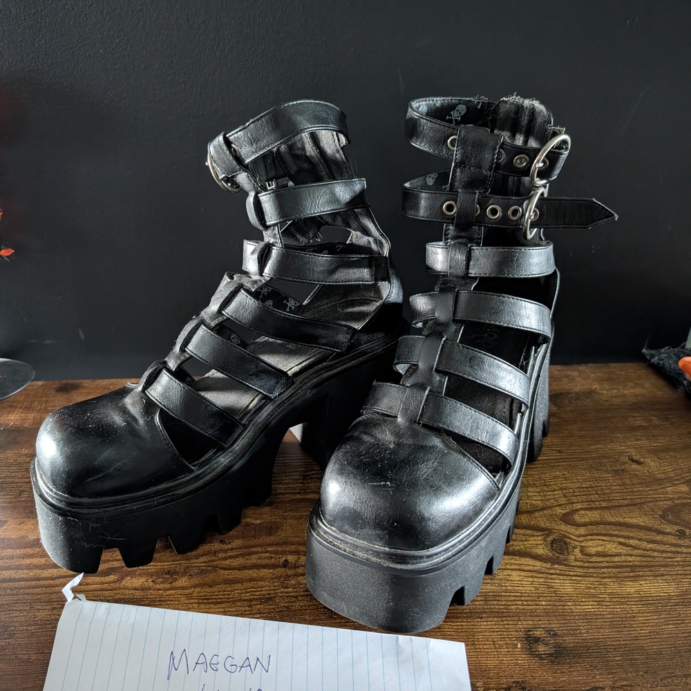 Black Strappy Platform Boots